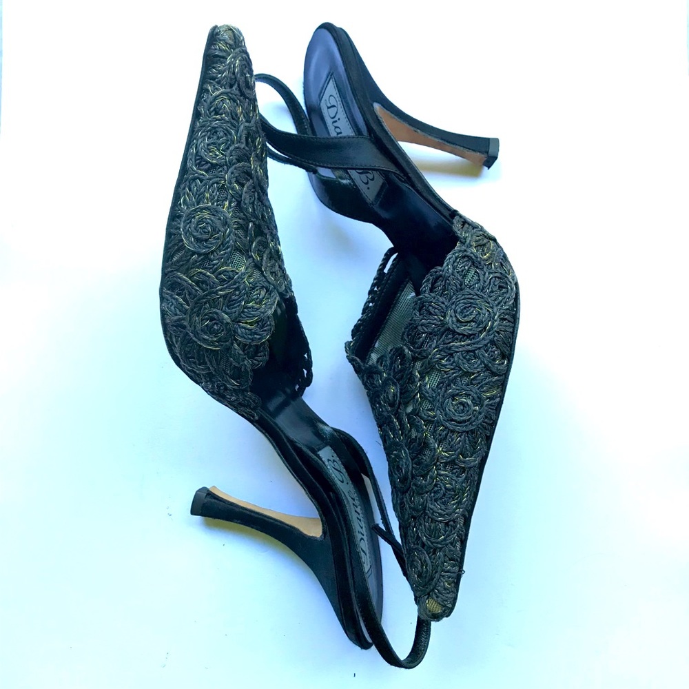 Diane B. Milano Heels Size 9 Black Gold